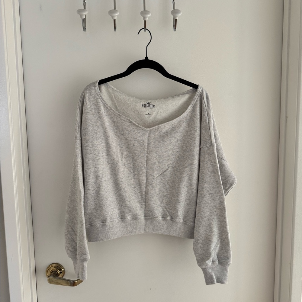 Hollister Light Gray off shoulder Top